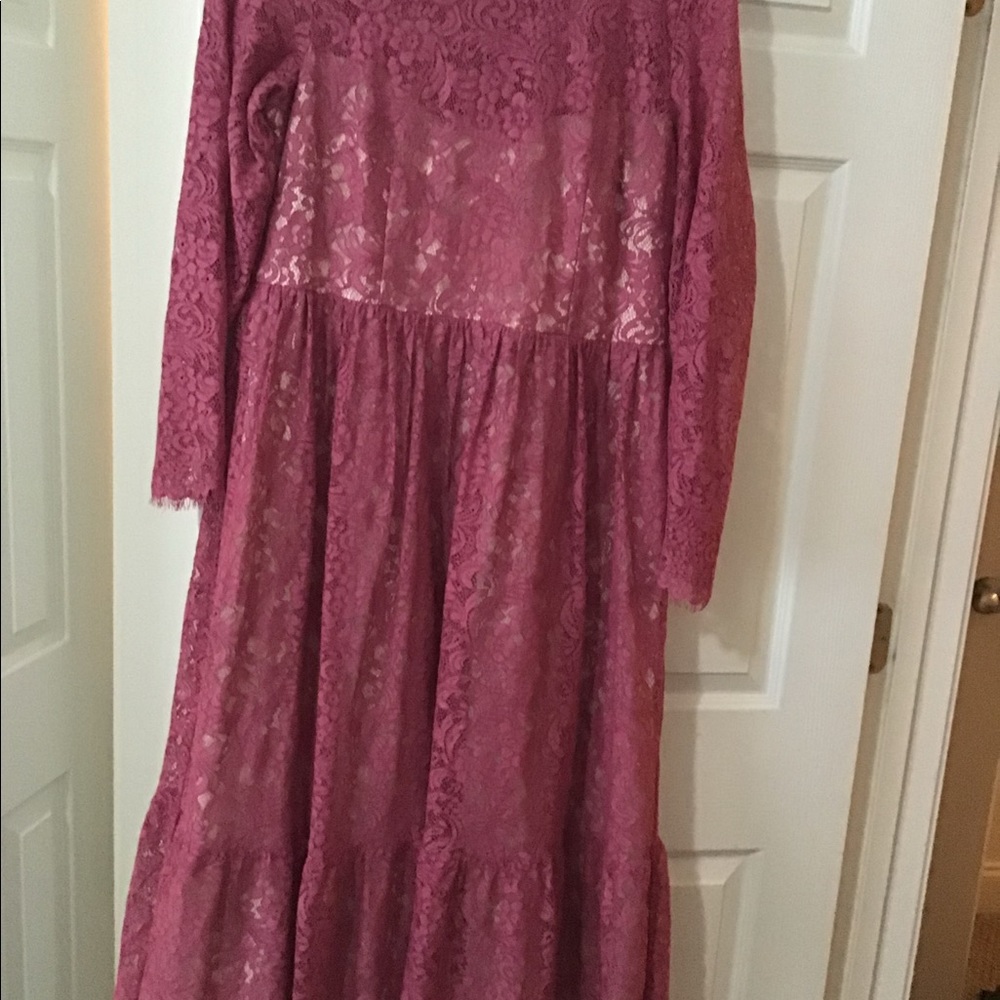 Adrianna papell rose lace dress w/ beige underlay
